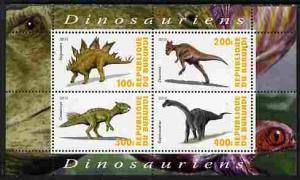 Burundi 2010 Dinosaurs #1 perf sheetlet containing 4 valu...