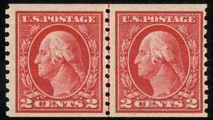 US #444 SCV $650.00 VF mint never hinged, Line Pair, great color, nicely cent...