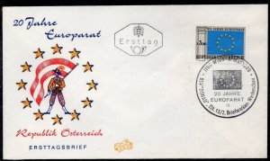 Austria 1969 - The 20th Anniversary of the Council of Europe - Flag - FDC-2