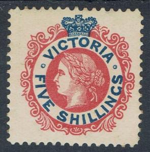 VICTORIA 1901 QV NO POSTAGE 5/- 