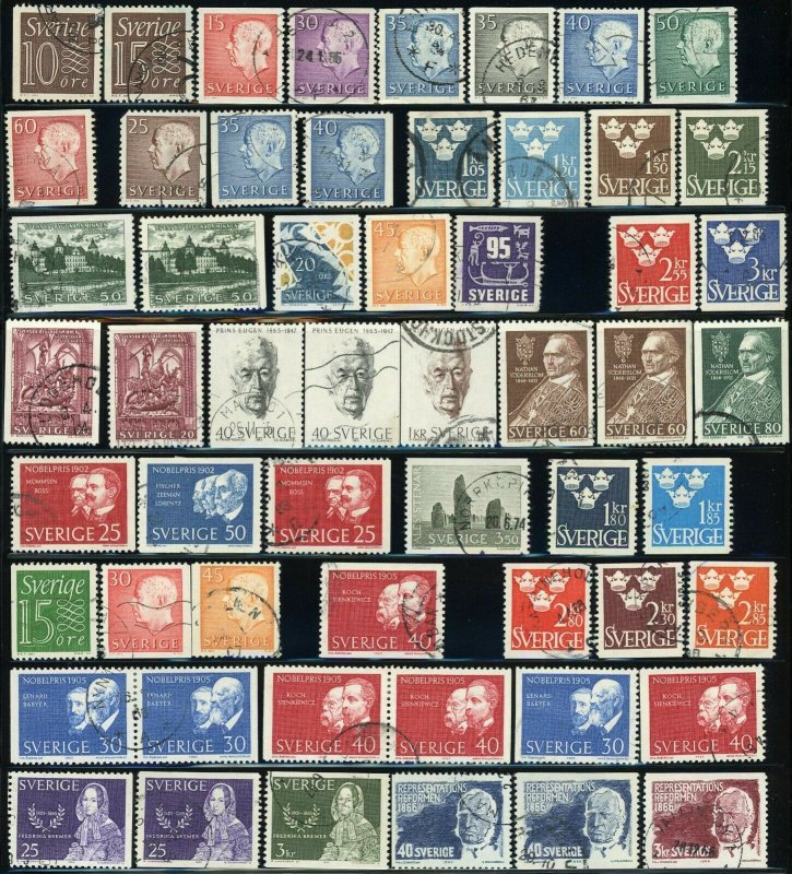 500+ SWEDEN Postage Stamps Collection EUROPE 1941-1970 Used