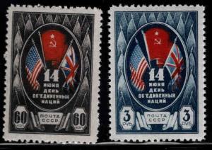 Russia Scott 921-922 MNH**  WW2 Flags of US,USSR and UK set