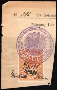 1896 Germany Prussia Revenue 1 Reichsmark General Stamp Duty w/Official Cancel