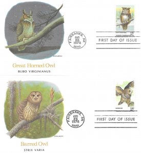 1978 FDC, #1760-1763, 1763a, 13c American Owls, Fleetwood (5)