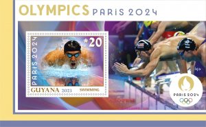 Stamps. Olympics games in Paris 2024 Guyana 2023 year 6 sheets perforated