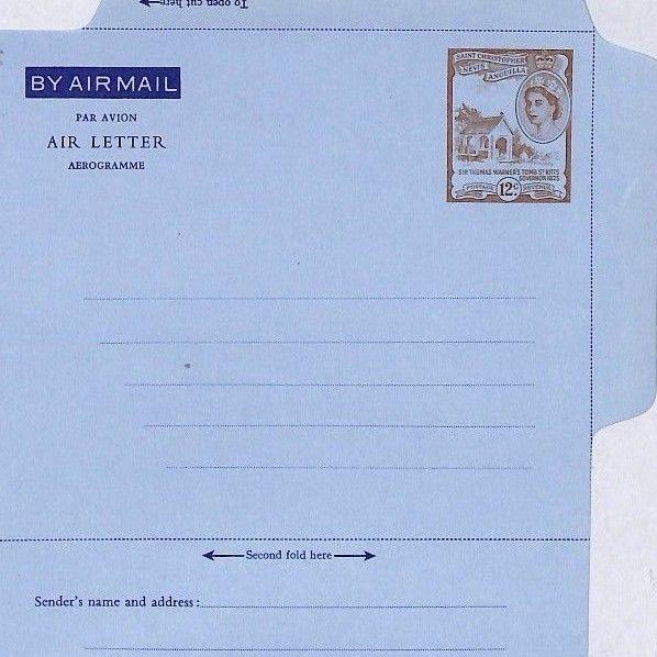 AP95 St Christopher Nevis Angla Airmail Air Letter Postal Stationery Cover PTS