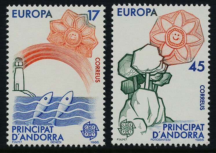 Andorra Sp 173-4 MNH EUROPA, Fish, Lighthouse, Soil & Air