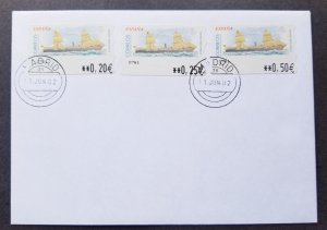 Spain ESPANA Sailing Ship 2002 Transport ATM (Frama Label Machine stamp FDC)