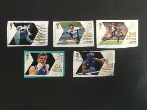 GB 2012. London Olympics. 5 used stamps on paper from set of 29 - incl Mo Farah