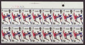 1966 GB 4d England Winners (Ord) Cylinder Block of 16 U/M...