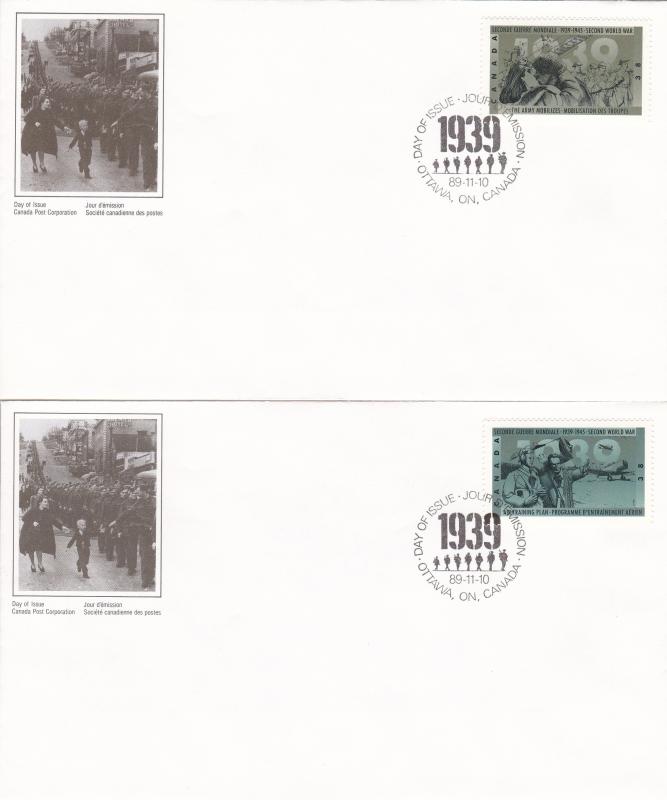 Canada # 1260-1263, World War II Events of 1939, First Day Covers