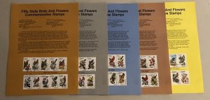 US SP577 - SP581 State Birds and Flowers set of 5 Souvenir Pages #1953-2002