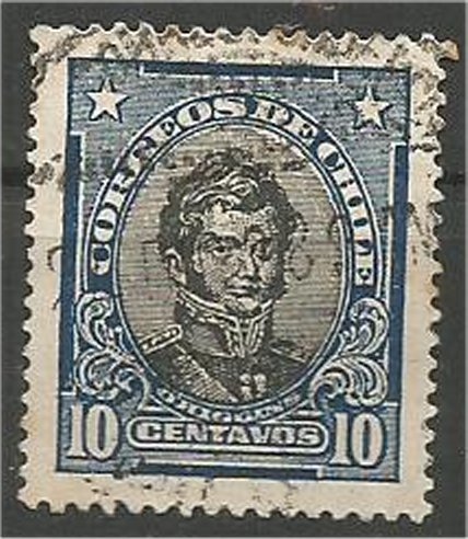 CHILE, 1912  used 10c, O’Higgins Scott 116