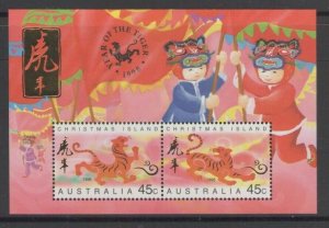 CHRISTMAS ISLAND SGMS442 1998 CHINESE NEW YEAR YEAR OF THE TIGER MNH