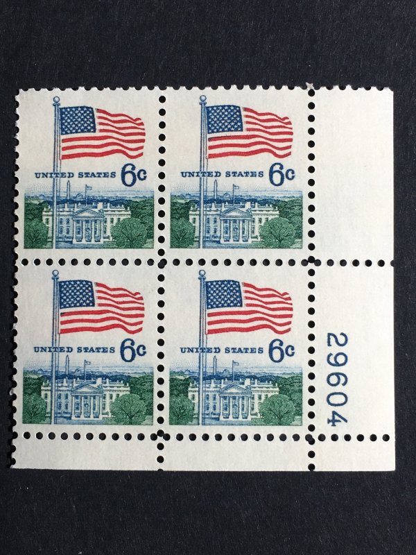 Scott # 1338 Flag and White House, MNH Plate Block of 4