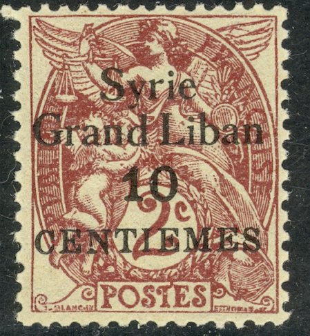 SYRIA 1923 10c on 2c Blanc Issue Sc 104 MH