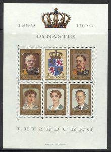 Luxembourg Scott 843 MNHOG - 1990 Nassau-Weilburg Dynasty S/S - SCV $8.50