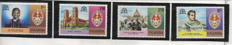 UGANDA Sc 219-22+262-5+219a+265a NH REGULAR&OVERPR SETS+S/S of 1979 - CHURCH