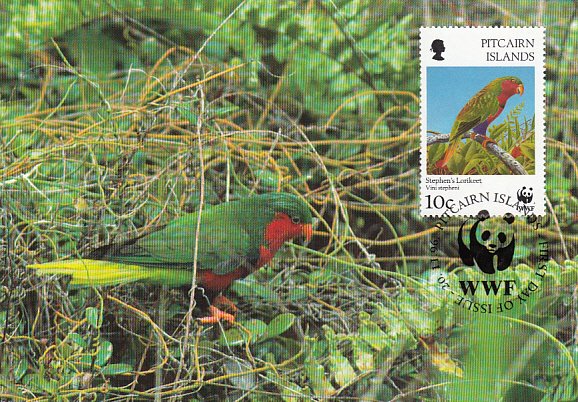 Pitcairn Islands 1996 Maxicard Sc #458 10c Stephen's lorikeet WWF