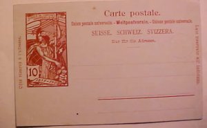 SWITZERLAND POSTAL CARD 1900 UPU PRETTY WOMAN