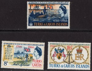 Thematic stamps TURKS CAICOS 1966 TIES WITH GB 268/70 mint