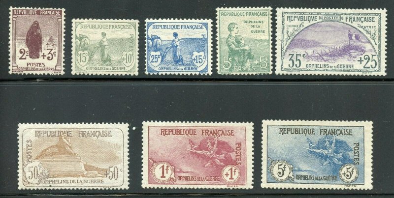 FRANCE SCOTT# B3/10 WAR ORPHANS COMPLETE SET MINT HINGED-SCOTT VALUE $2520.00