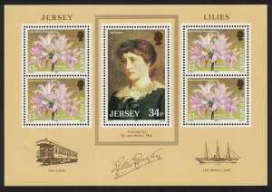 Jersey Lilies Train Ship Painting MS 1986 MNH SG#MS382