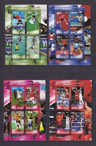 Rwanda 2012 London Olympic Games Football Tennis Boxing 4 Sheets Used/CTO