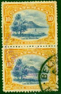 GUATEMALA  / BR HONDURAS 1902 10c Pair w LIVINGSTON & BELIZE E Postmarks Sc 118