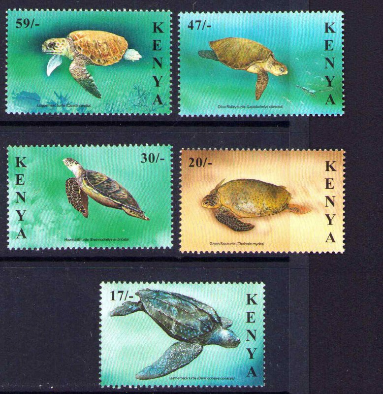 Kenya 2000 MNH  Set Marine Life, Sea Turtles SG759 - 763 Scott 740 - 744