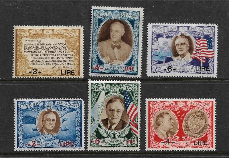 SAN MARINO  257G-257I, C51I-C51K MINT HINGED, FDR, ROOSEVELT SET 1947