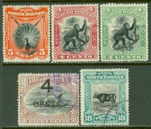 EDW1949SELL : NORTH BORNEO 5 Better values. 2x VF, Used. 3x VF, Mint NG. SG £108