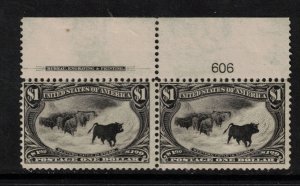 USA #292 Mint Fine Top Imprint Plate #606 Pair Full Original Gum Very LH