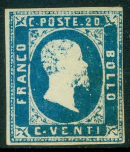 ITALY SARDINIA : 1851. Sassone #2. Very RARE stamp with full OG & Signed 'Diena'