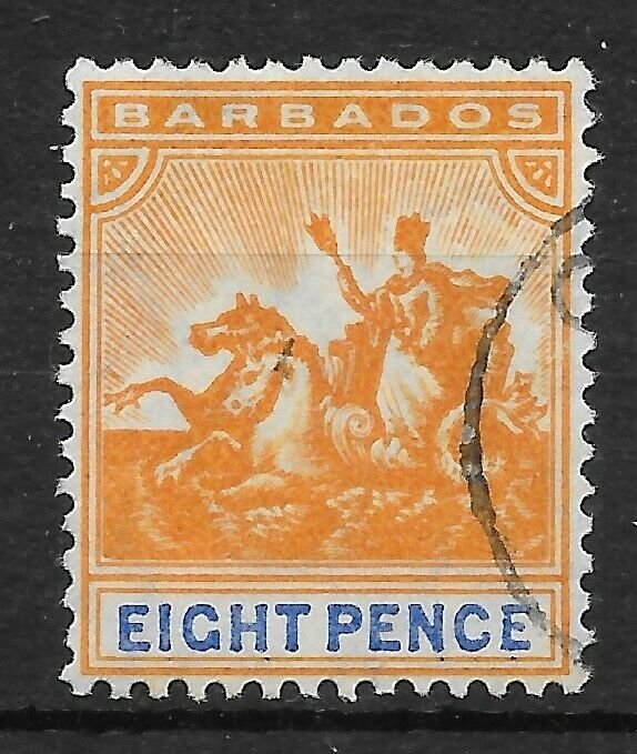 BARBADOS SG142 1905 8d ORANGE & ULTRAMARINE USED.