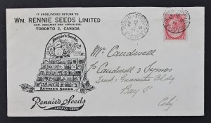 Canada #77 on Commercial Cover Rennie Seeds LTD. Toronto  1932