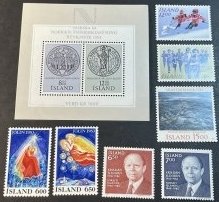 ICELAND # 577-579 & 581-585-MINT/HINGED**----7 STAMPS & SOUVENIR SHEET----1983