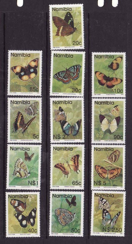 Namibia-Sc#742-54 ex 745A- id7-unused NH set-Insects-Butterflies-1993-