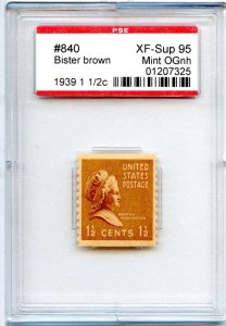 US SCOTT #840 MINT-XF-SUP-OG-NH GRADED 95 PSE ENCAPSULATED SMQ $35 (8/14/24 GP)