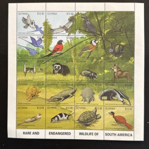 1990 Guyana Endangered Wildlife Miniature Sheet of 20 Stamps Sc# 2381 MNH