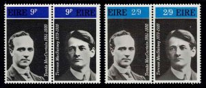 IRELAND Sc# 285a 287a MNH FVF Set 2 x Pair Patriots Curtain & MacSwiney