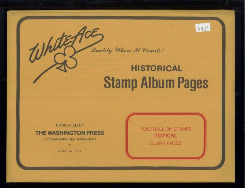 White Ace Historical Stamp Album Pages Football Topical Blank Pages Pack of 12