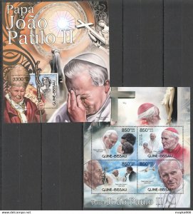 2012 Guinea-Bissau Religion Great Humanists Pope John Paul Ii Bl+Kb ** Bc490