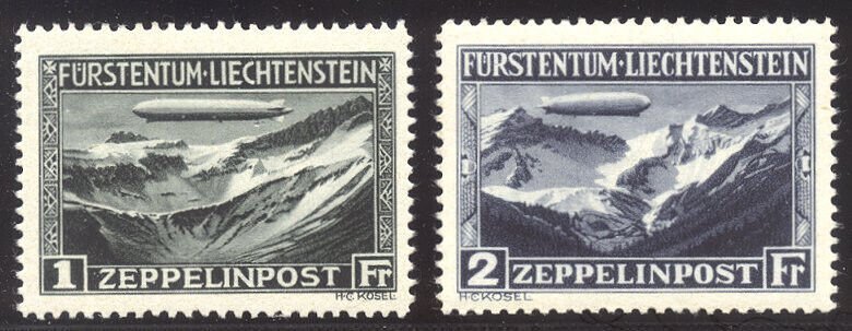 LIECHTENSTEIN #C7-8 Mint NH - 1931 Zeppelin Set