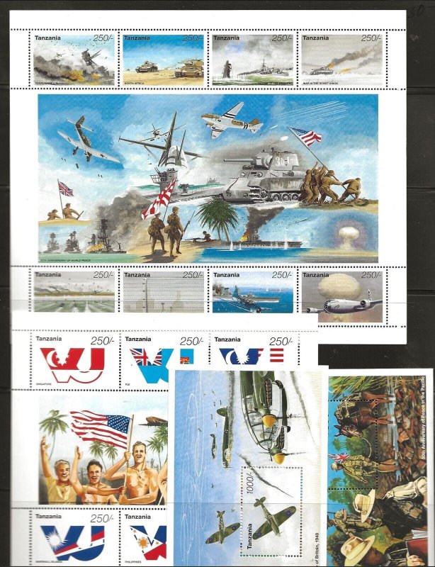 Tanzania Sc 1350-3 NH issue of 1995 - WORLD WAR II 