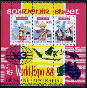 Indonesia 1346a & imperf,MNH.Mi Bl.59A-59B. World EXPO Brisbane-1988,Australia.