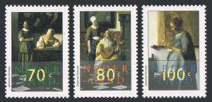 Netherlands 918-920,920a,MNH.Mi 1563-1565, Bl.46. Paintings by J.Vermeer, 1996.