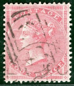 GB QV Stamp SG.66a 4d Rose (1857) Dated 1859 CDS Used c£150+125%=£337+ PRED91