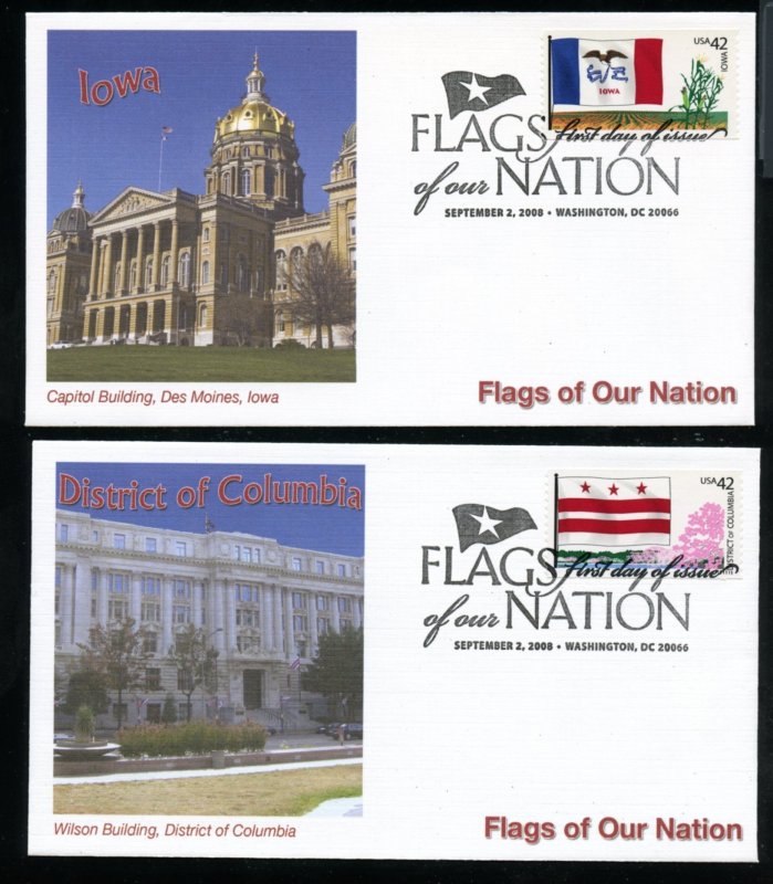 US 4283-4292 Flags of our Nation  set of 10 UA Fleetwood cachet FDC DP