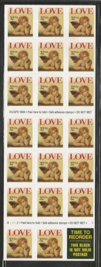 U.S. Scott #3030a Love Stamp - Mint NH Booklet Pane